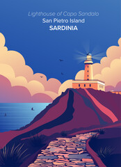 Capo Sandalo Lighthouse, San Pietro Island, Sardinia, Italy
