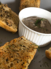 a typical French food called French bread with a very delicious sauce