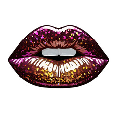 Obraz premium Multi-Color Glitter Lips - Bright Sparkly Lip Makeup Close-Up - High Resolution Transparent PNG