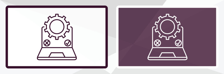 testing outline icon. Linear vector from programming concept. Thin line white and black testing icon isolated on white and dark background