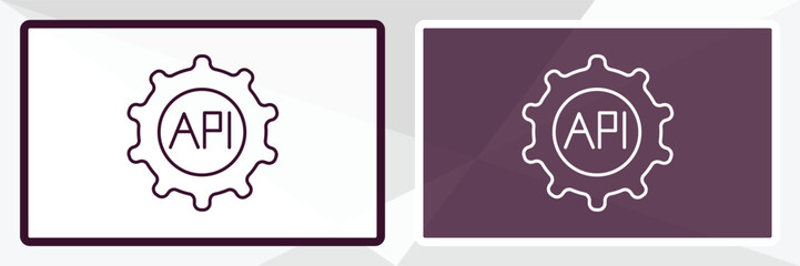 api outline icon. Linear vector from programming concept. Thin line white and black api icon isolated on white and dark background