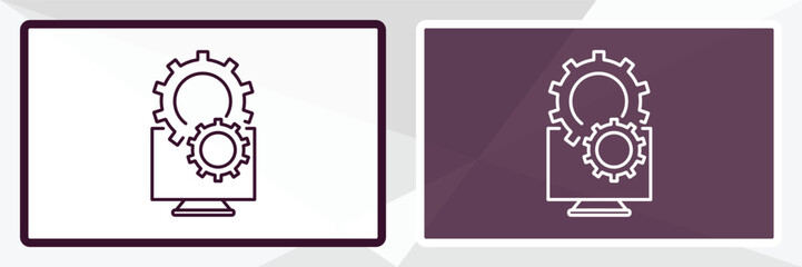 engineering outline icon. Linear vector from programming concept. Thin line white and black engineering icon isolated on white and dark background