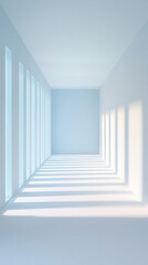 Obraz premium A large, empty room with white walls and a blue ceiling