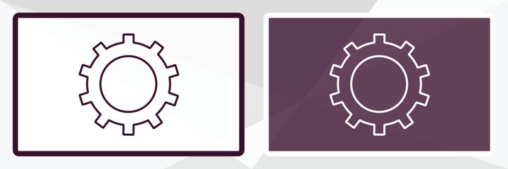 cogwheel outline icon. Linear vector from programming concept. Thin line white and black cogwheel icon isolated on white and dark background