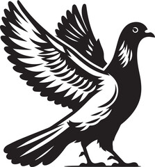 Pigeon silhouette vector, Pigeon logo vector black and white