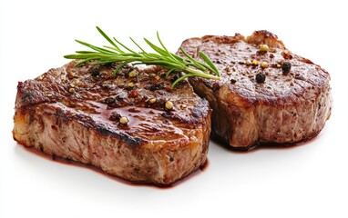 Cooked steaks isolated  on white background