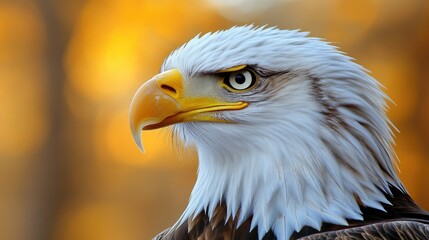Obraz premium Close Up of Bald Eagle with Sharp Beak and Intense Gaze