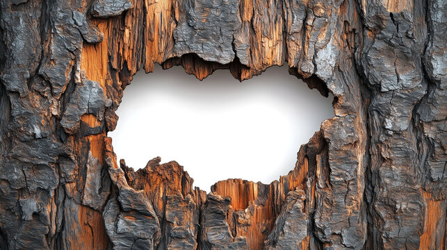 white hole breaking through wooden bark 