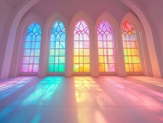 Fototapeta premium A colorful stained glass window with a rainbow of colors