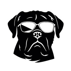 Cane Corso Dog Silhouette Vector with Sunglasses Transparent