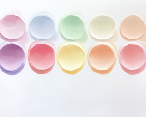 Fototapeta premium A row of colorful circles painted on a white background