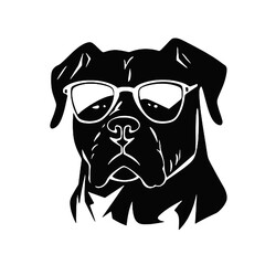 Cane Corso Dog Silhouette Vector with Sunglasses Transparent