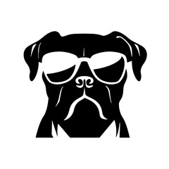 Cane Corso Dog Silhouette Vector with Sunglasses Transparent