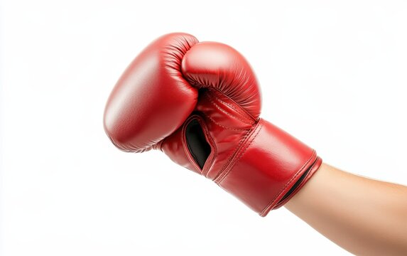 Hand wearing boxing gloves isolated  on white background. Boxing