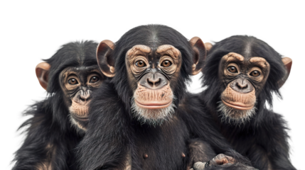 Apes isolated on transparent background, png