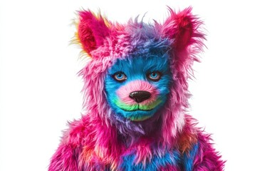 Human furry colored mask  isolated on white background. Human costume.