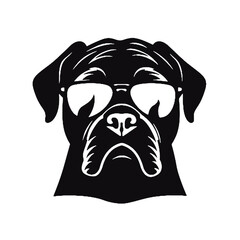 Cane Corso Dog Silhouette with Sunglasses Vector Art Transparent