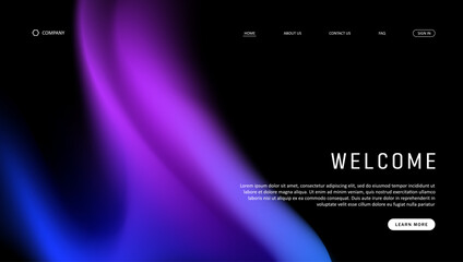 Abstract wave futuristic design of landing page. retro gradient mesh website design