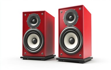 Fototapeta premium Music speakers isolated on white background. Red music speakers. Music.