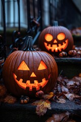 Ghostly figures drift silently through the mist-covered streets of the old village, heightening the Halloween fear