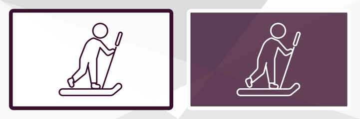 man skiing outline icon. Linear vector from people concept. Thin line white and black man skiing icon isolated on white and dark background