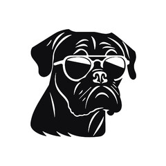 Cane Corso with Sunglasses Silhouette Vector Art Transparent