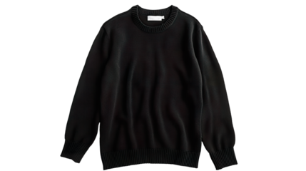 Black sweater long sleeve isolated on transparent background, png