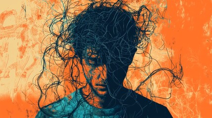 Generate an illustration of someone feeling disconnected due to depersonalization 