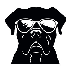 Cane Corso Dog Silhouette Sunglasses Vector Transparent Background