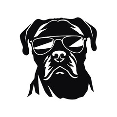 Cane Corso Dog Wearing Sunglasses Silhouette Vector Illustration