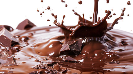 Fototapeta premium Chocolate liquid splash swirl wave isolated on transparent background, png