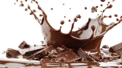 Fototapeta premium Chocolate liquid splash swirl wave isolated on transparent background, png