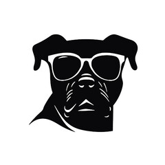 Cane Corso Dog with Sunglasses Silhouette Vector Illustration