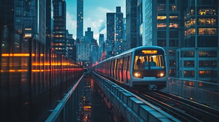 the subway rides over the bridge