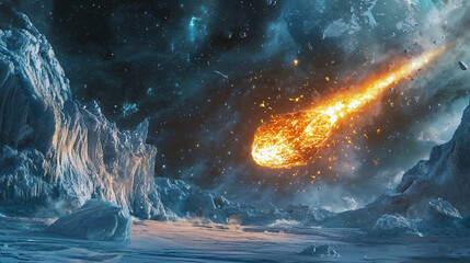 An extraterrestrial meteorite is falling on the North Pole