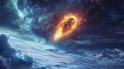 An extraterrestrial meteorite is falling on the North Pole