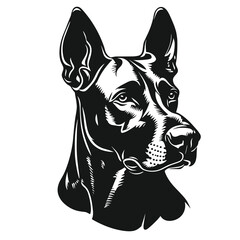 Doberman Pinscher Dog as Logo Vector Illustration. T-shirt print or Tattoo Template