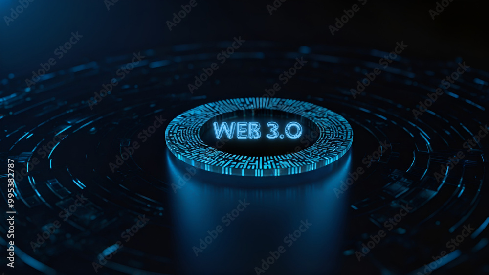 Wall mural tiny chip with text web 3.0