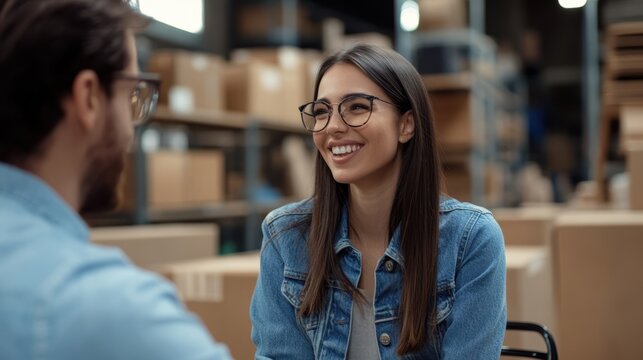 The Smiling Woman in Warehouse - Powered by Adobe