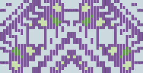 Handicraft Traditional Granny Square Patternfolk Embroidery, Aztec Geometric Ornament Print. Design for Carpet, Wallpaper, Clothing, Wrapping, Fabric