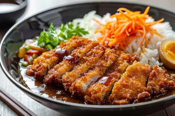 Fototapeta premium Japanese katsu curry with breaded pork cutlet