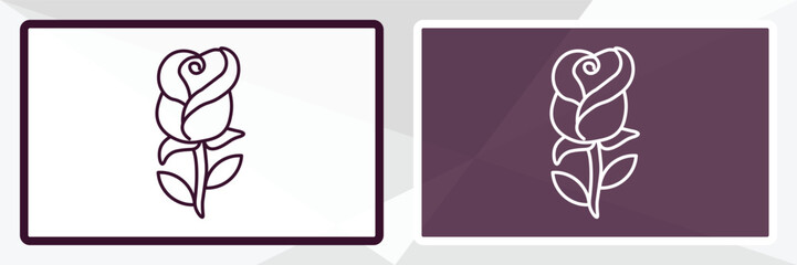 roses outline icon. Linear vector from nature concept. Thin line white and black roses icon isolated on white and dark background