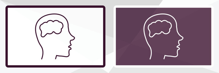 human brian outline icon. Linear vector from nature concept. Thin line white and black human brian icon isolated on white and dark background