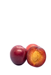 Aloo Bukhara Fruit or Plum Fruit Isolated on White Background with Copy Space