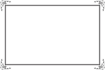 Elements of ornate vintage frames. Border black on white classic calligraphy swirls, floral motifs. Design print for greeting cards, wedding invitations, restaurant menu, royal certificates. Set 148
