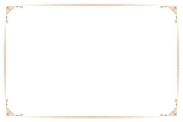 Elements of ornate vintage frames. Border gold on white classic calligraphy swirls, floral motifs. Design print for greeting cards, wedding invitations, restaurant menu, royal certificates. Set 157
