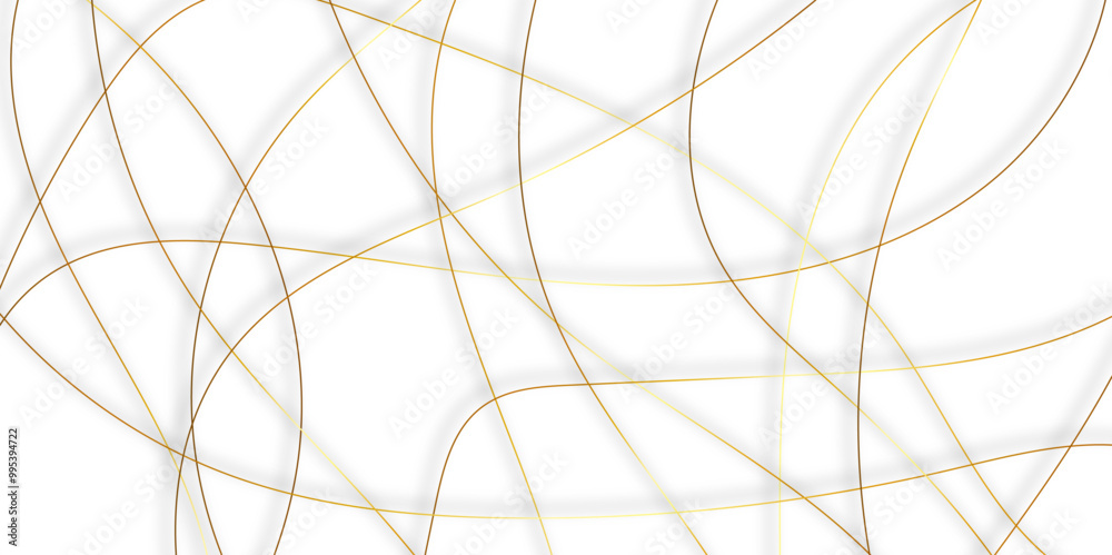 Leinwandbilder White abstract background with golden diagonal lines and shadows. modern random pattern line stroke transparent background. Simple gold scribble line backdrop Minimal style website banner design.	