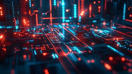 Abstract technological background with various technological ele. 