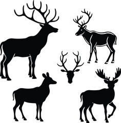 Naklejka premium set of deer silhouettes