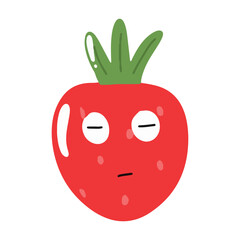 Cute happy strawberry character emoticon.Cute strawberry mascot character cartoon in red color illustration design. Isolated background